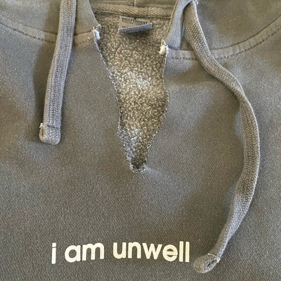 $119 Call Her Daddy / I am Unwell / Barstool Gray Cotton Cut V Neck Hoodie M EUC - Picture 5 of 11